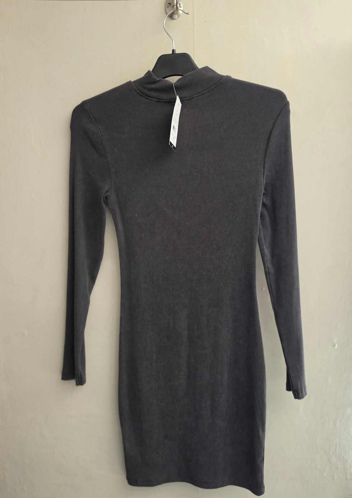 New Look Girls Grey Washed High Neck Long Sleeve Bodycon Dress Age 12-13 Years