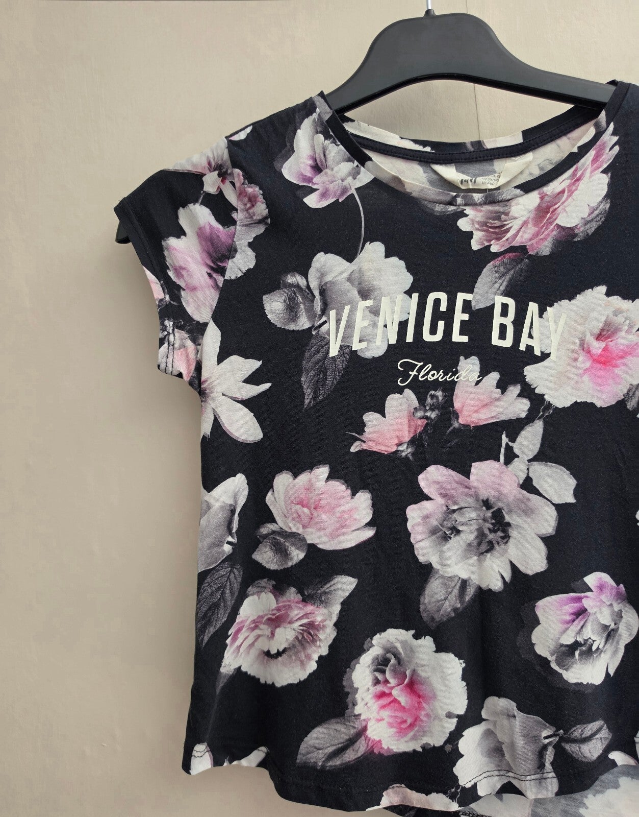 H&M Girls "Venice Bay" Floral Cotton Tee Age 8-10