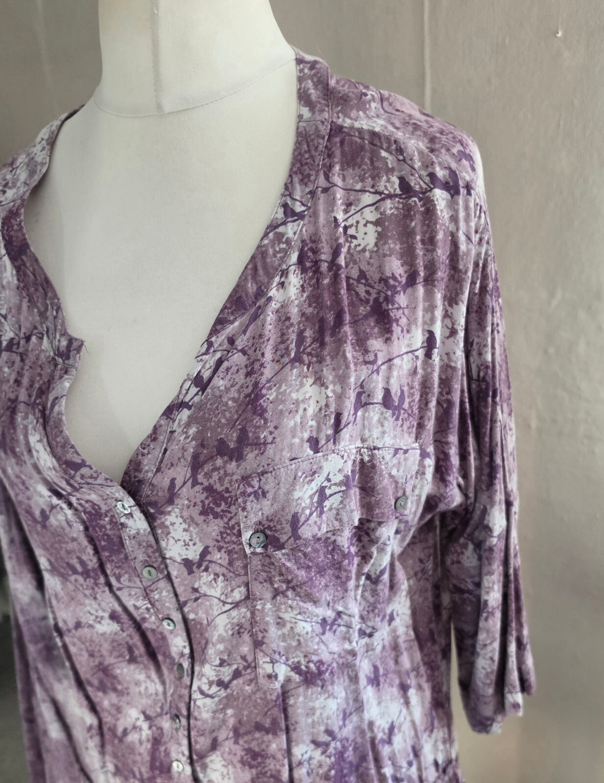 Laura Ashley Purple & Grey Abstract Print Shirt Dress Size 14