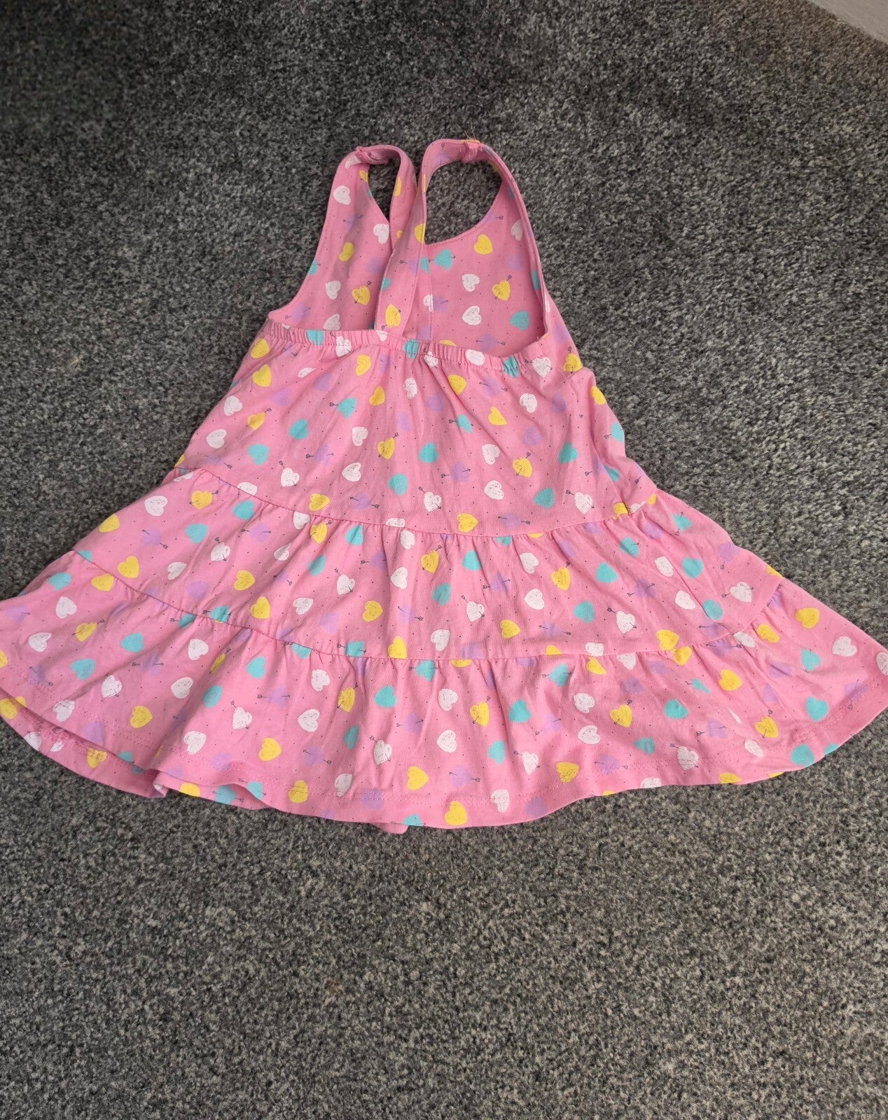 Mothercare Baby Girls Pink Patterned Cross Back Cotton Dress 9-12 Months