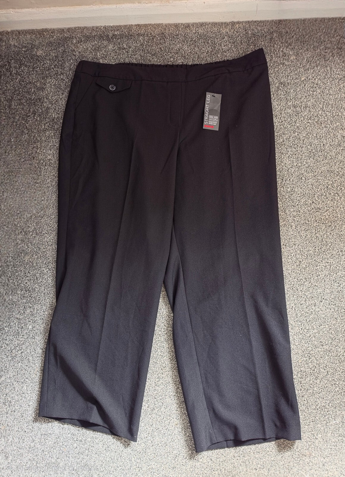 Avenue Black Straight Leg Tummy Control Formal Trousers Size 22 NWT
