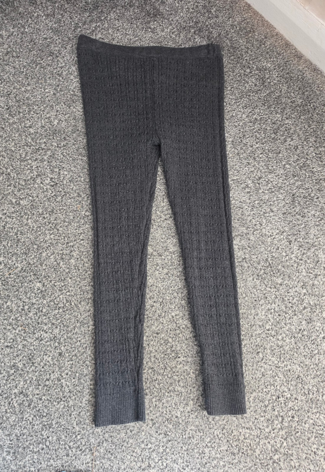 Young Dimensions Girls Grey Cable Knit Leggings Age 8-9 Years