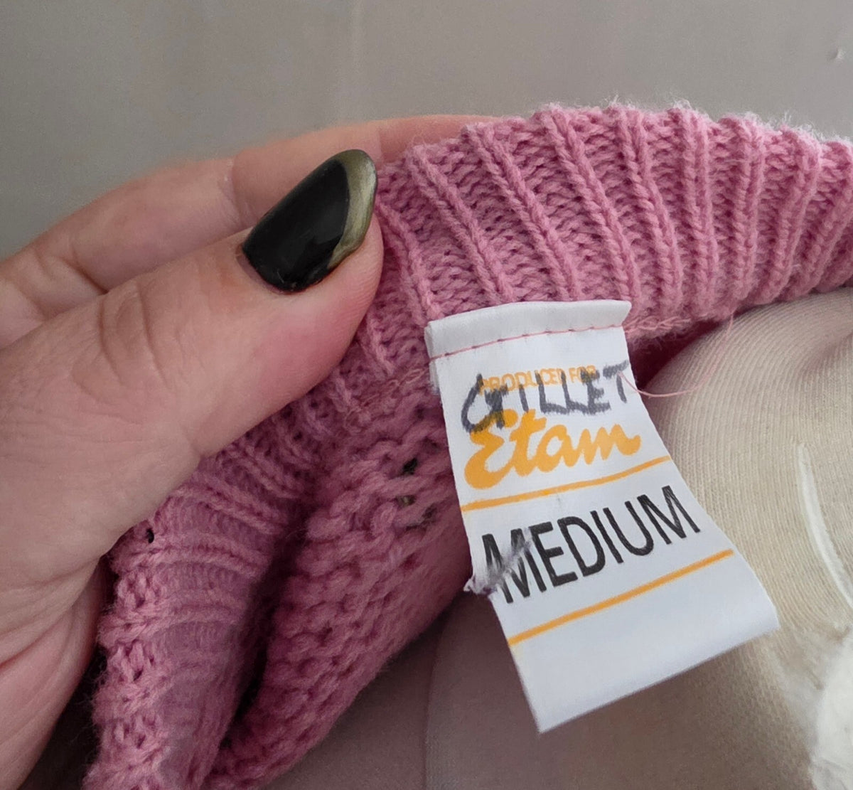Vintage Etam Baby Pink Cable Knit Jumper  Medium