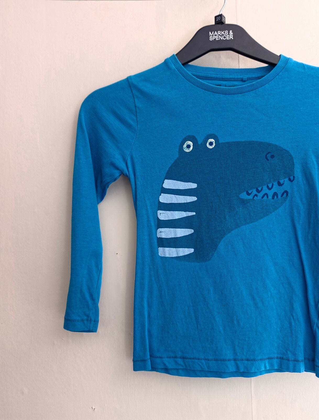 Tu Boys Blue Dinosaur Long Sleeve Cotton Top Age 6-7 Years
