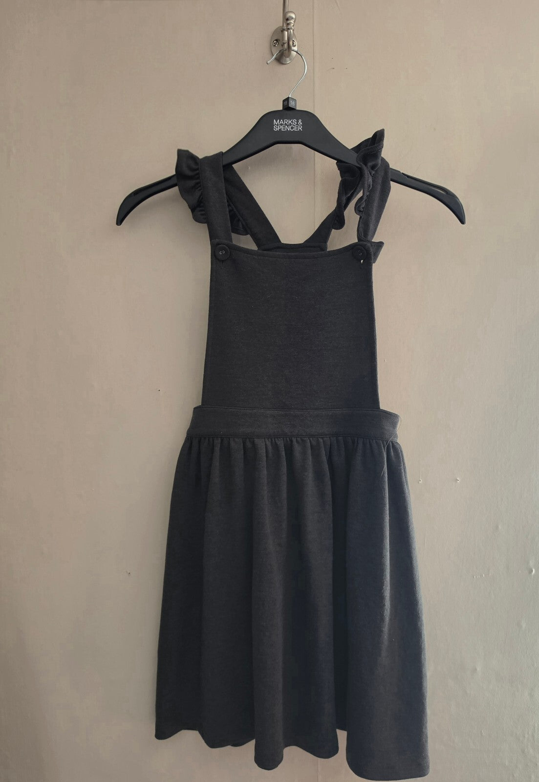 F&F Girls Grey Frill Strap School Pinafore Dress Age 9-10 Years