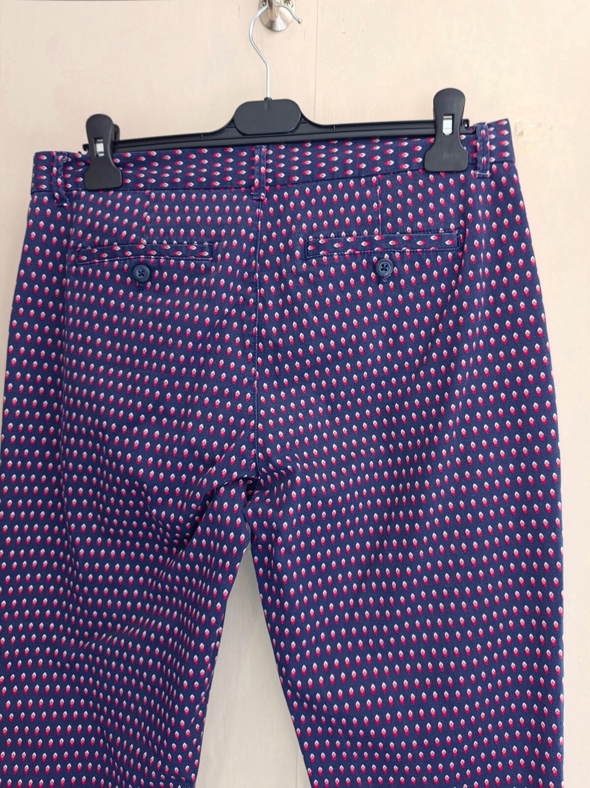 GAP Women's Navy Blue & Pink Polka Dot Cropped Khaki Trousers Size 10 Reg