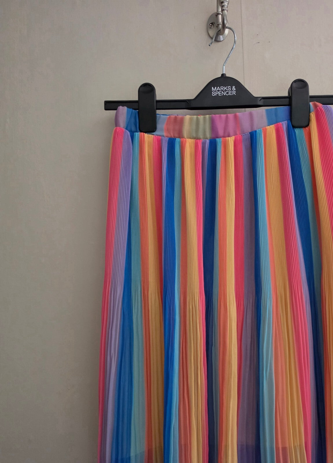 Next Girls Multicoloured Rainbow Striped Pleated Midi Skirt Age 10 Years