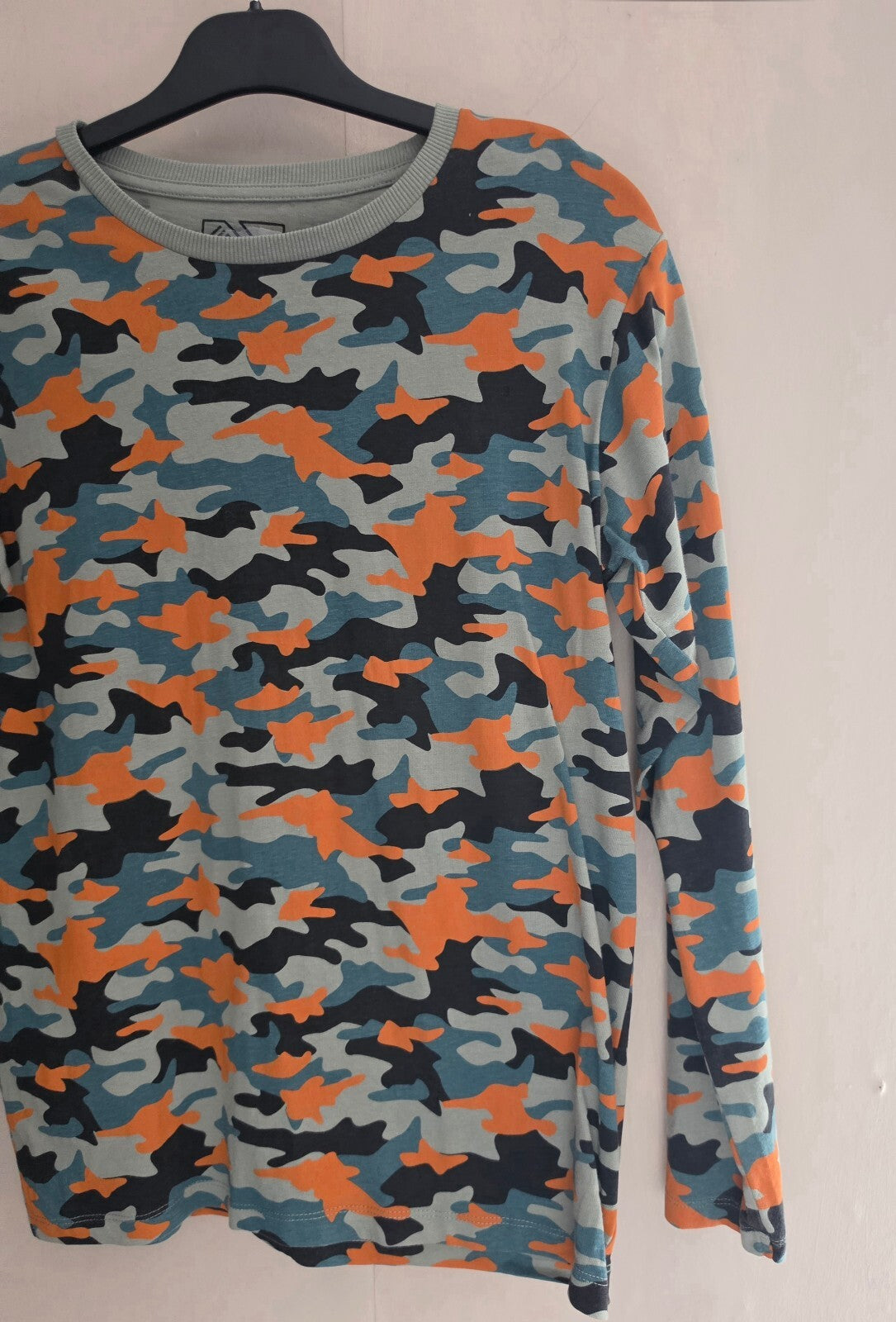 Matalan Boys Green, Orange & Blue Camo Print Cotton Long Sleeve Top Age 13 Years