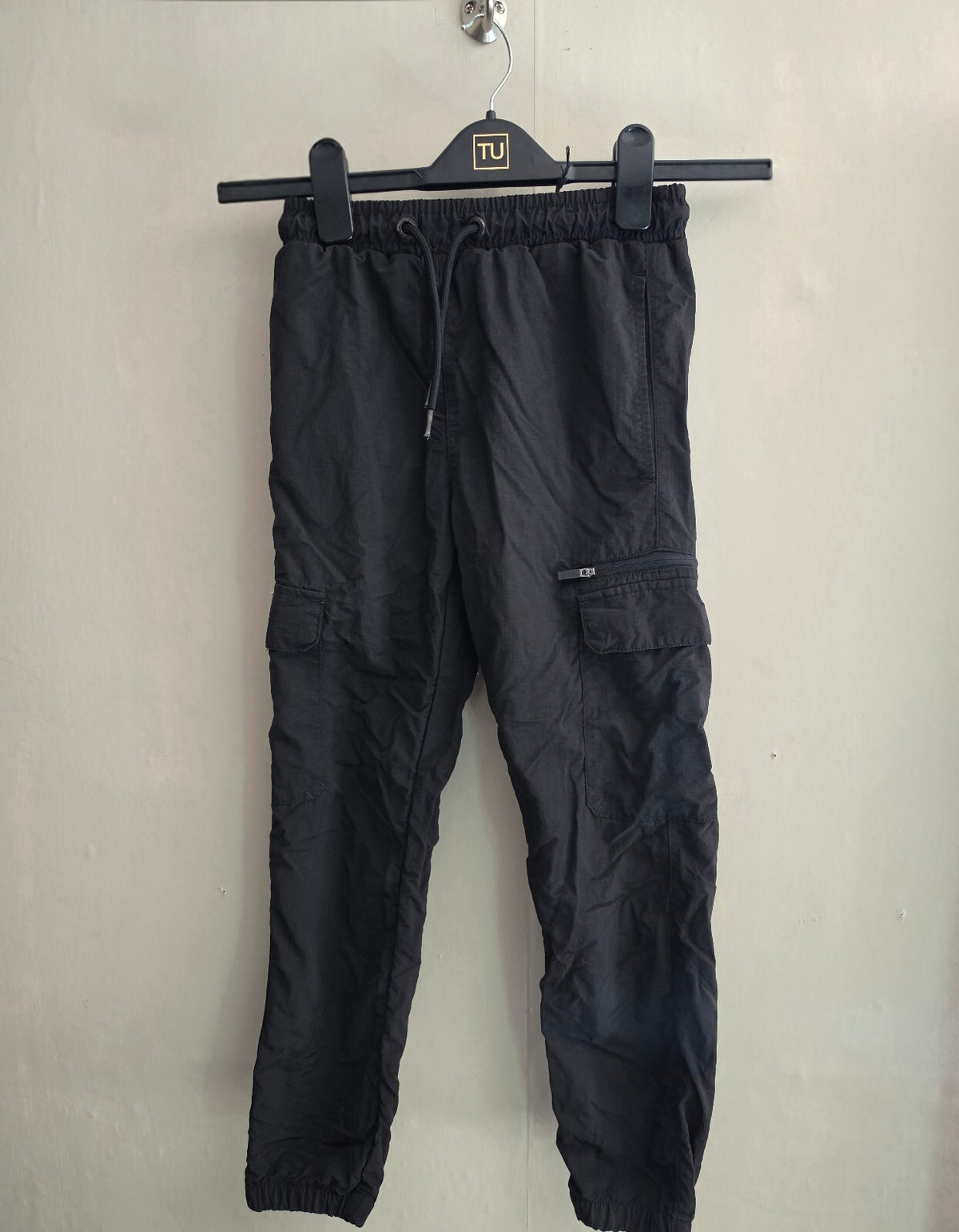 McKenzie Boys Black Nylon Cuffed Cargo Trousers Age 8-10 Years