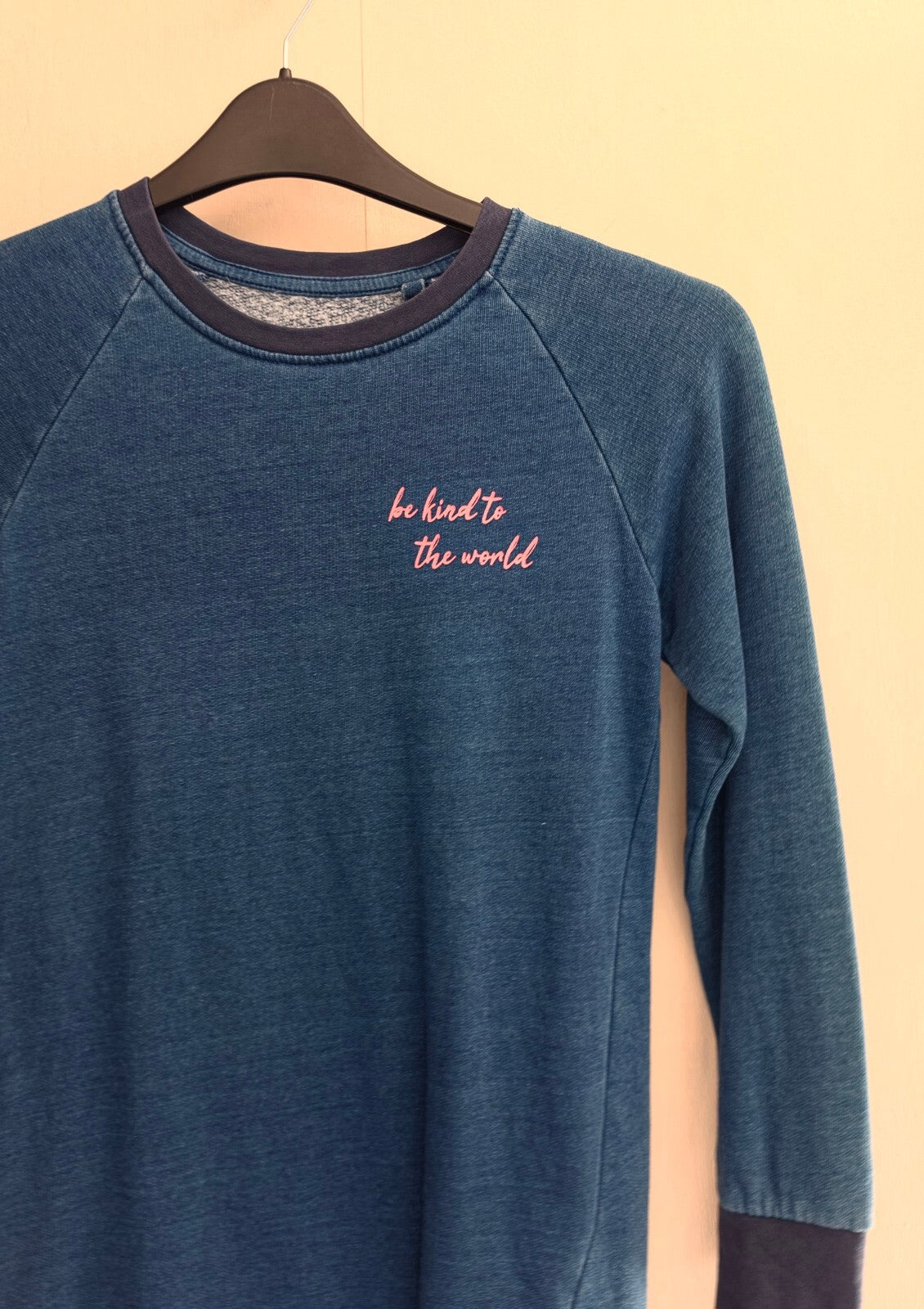 Lily & Dan Girls Blue "Be Kind to the World" Sweatshirt Dress Age 9-10 Years