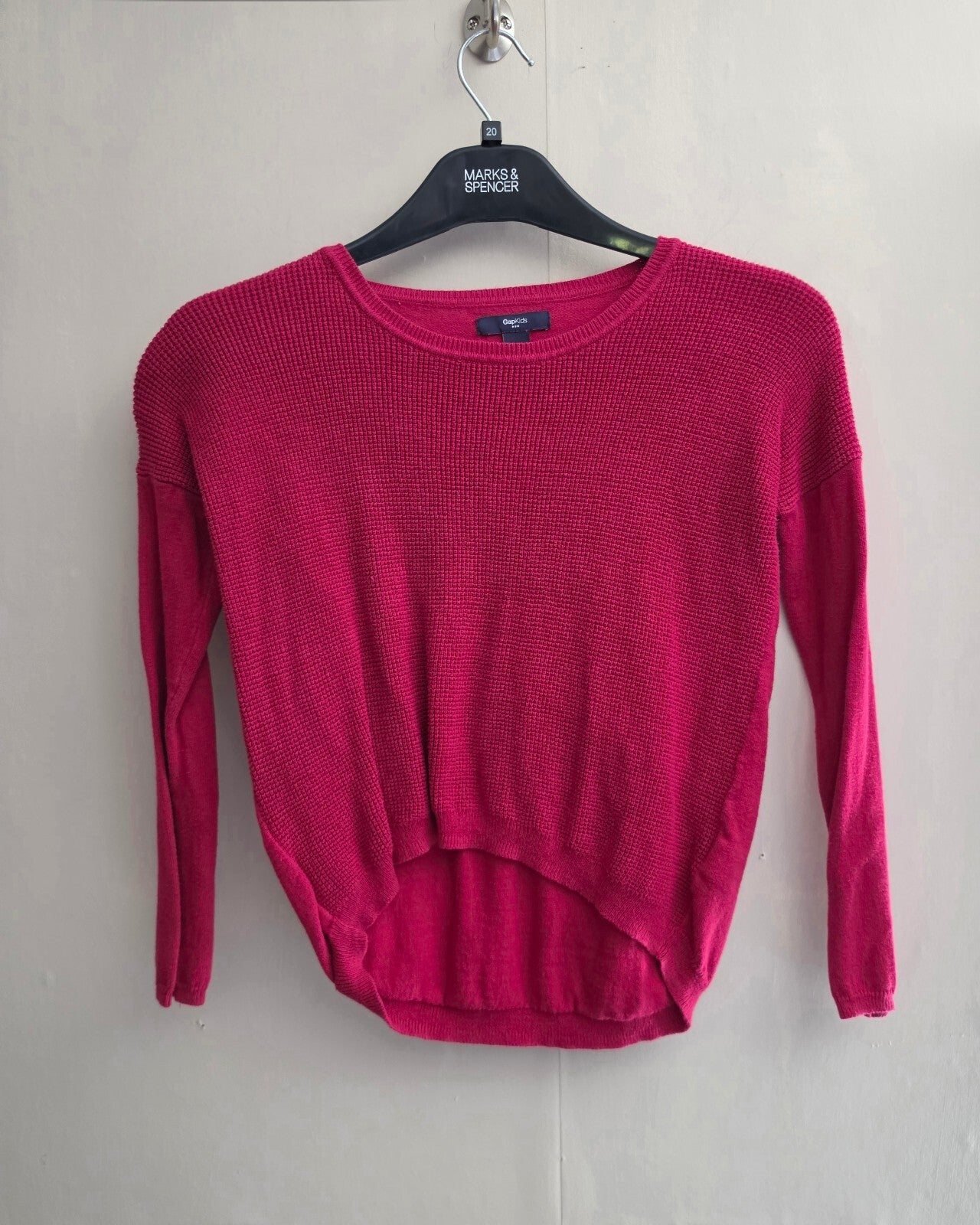 Gap Girls Bright Pink Textured Knit Cotton Jumper Age 6-7 Years