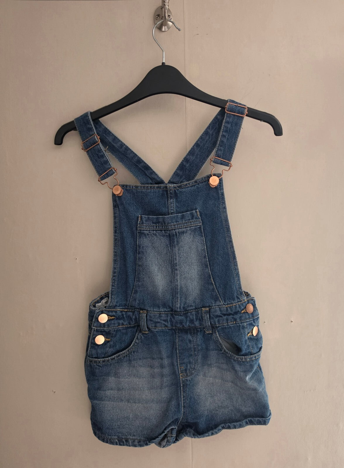 Miss E-Vie Girls Blue Denim Pinafore Dungaree Shorts Age 10 Years