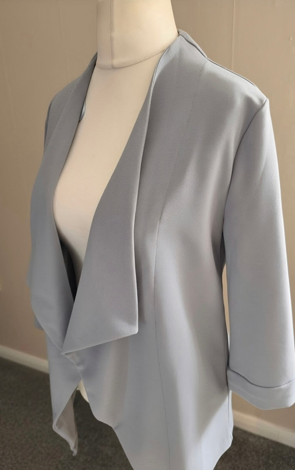 New Look Light Blue Waterfall Open-Front Blazer Jacket Size 8 NWT