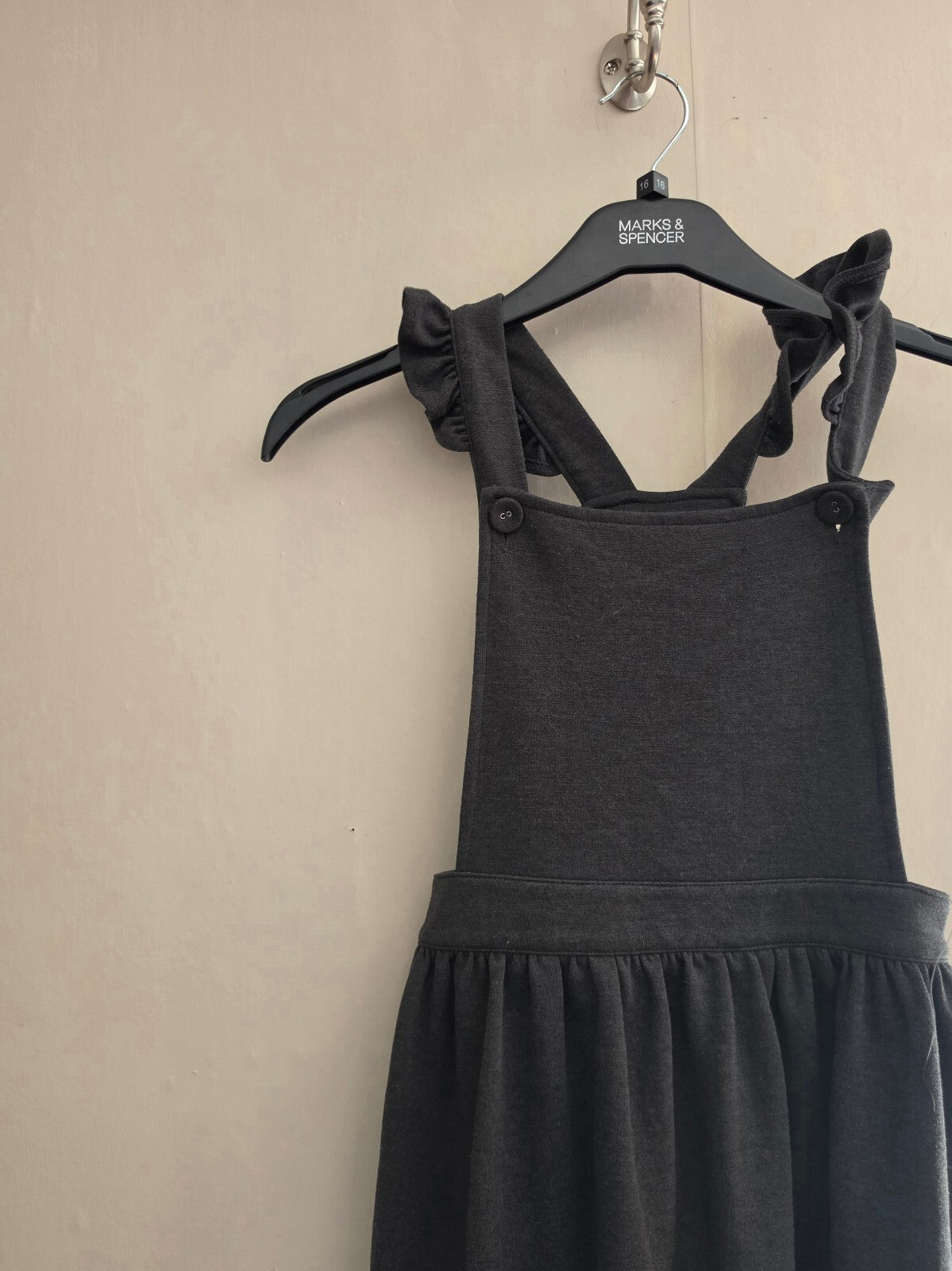 F&F Girls Grey Frill Strap School Pinafore Dress Age 9-10 Years