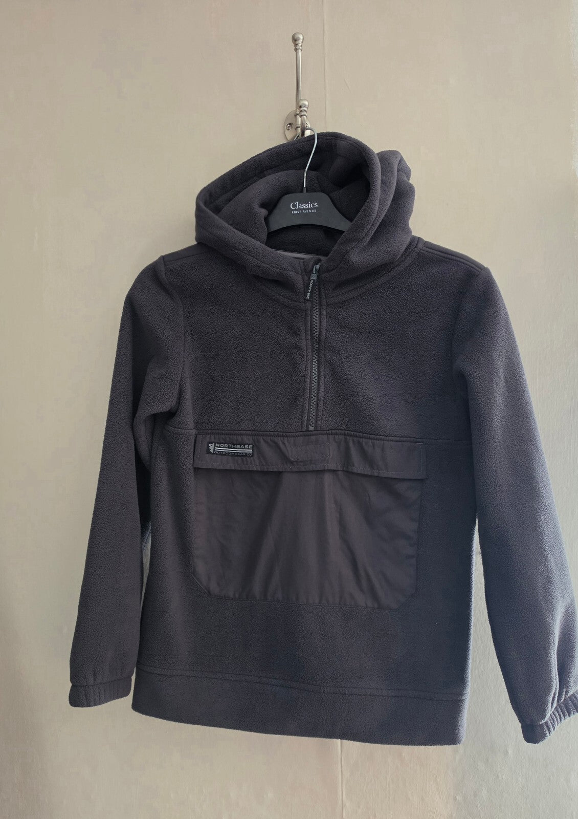 Tu Boys Grey 1/4 Zip Hooded Fleece Pullover Jumper Age 12 Years