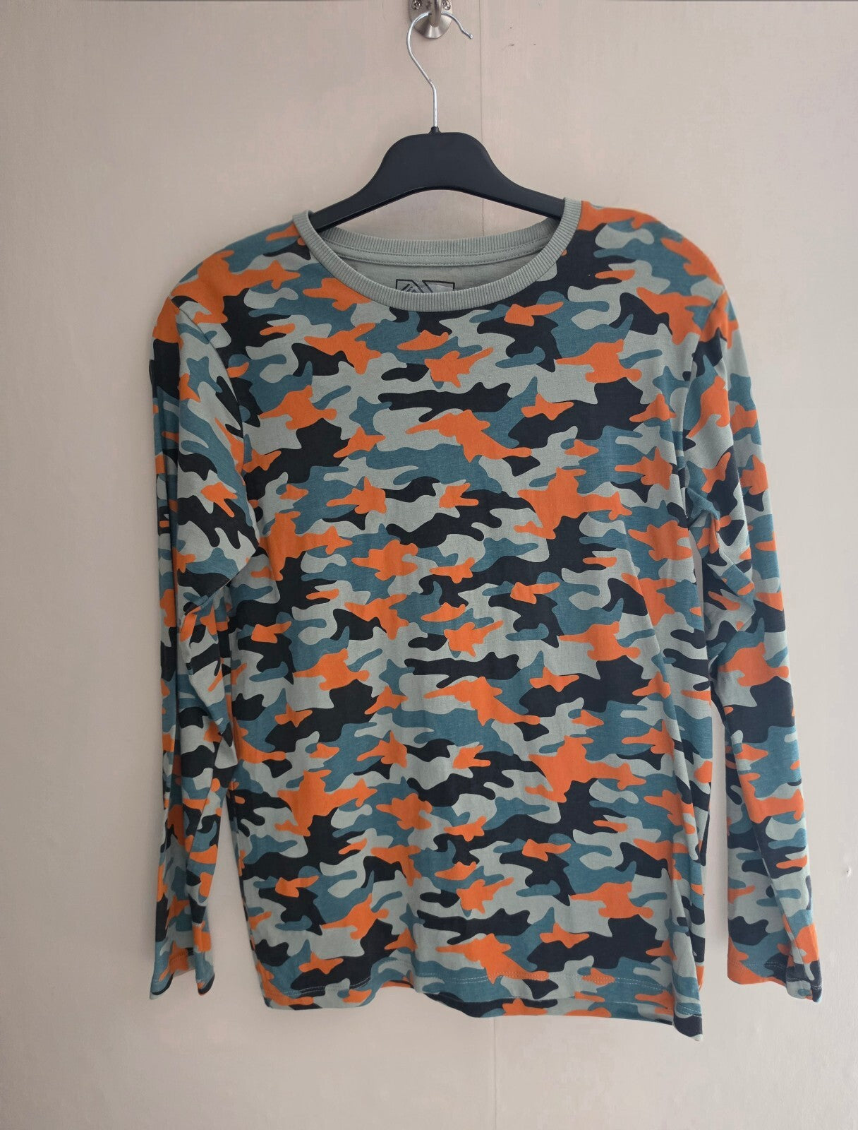 Matalan Boys Green, Orange & Blue Camo Print Cotton Long Sleeve Top Age 13 Years
