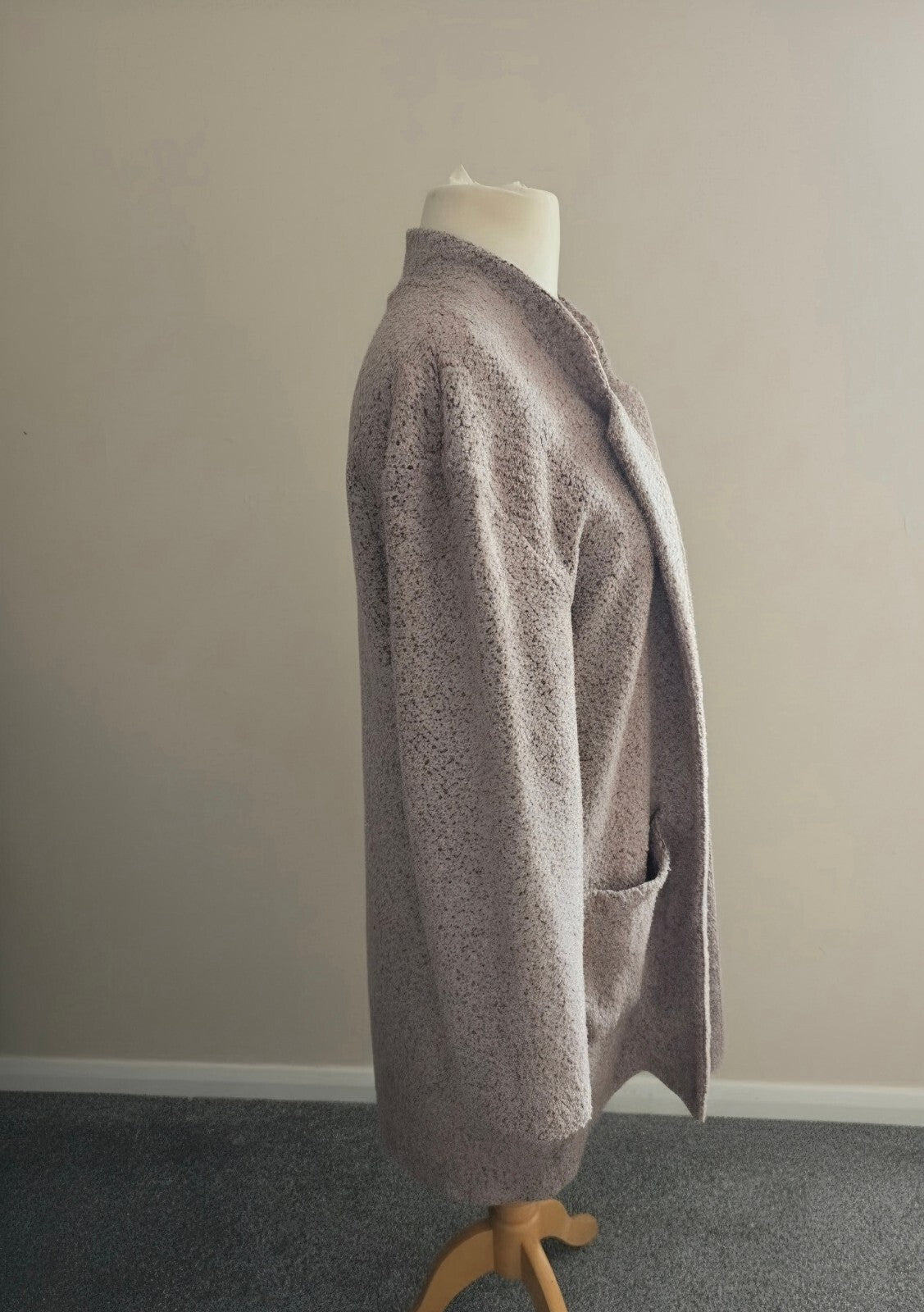 George Dusky Pink Soft Bouclé Fleece Open Midi Coatigan Size 14