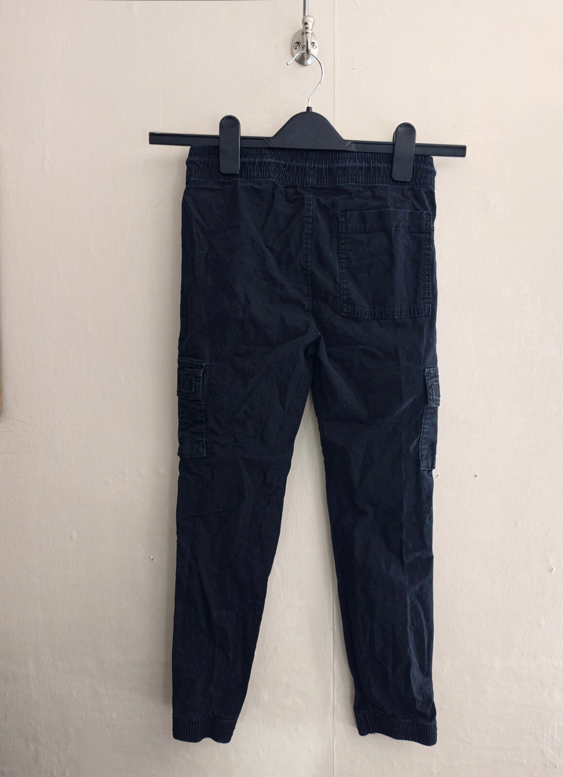 Primark Kids Black Slim Fit Cuffed Cargo Trousers Age 9-10 Years