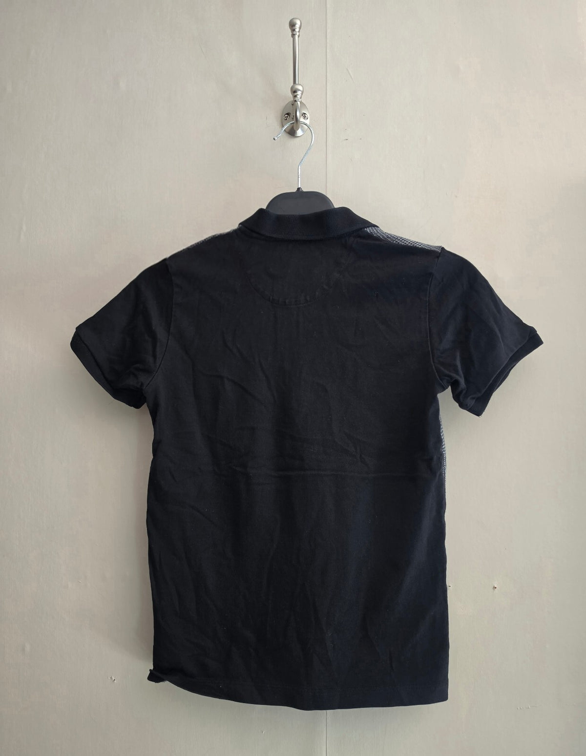Next Boys Black & Grey Checked Quarter-Zip Polo Top Age 9 Years