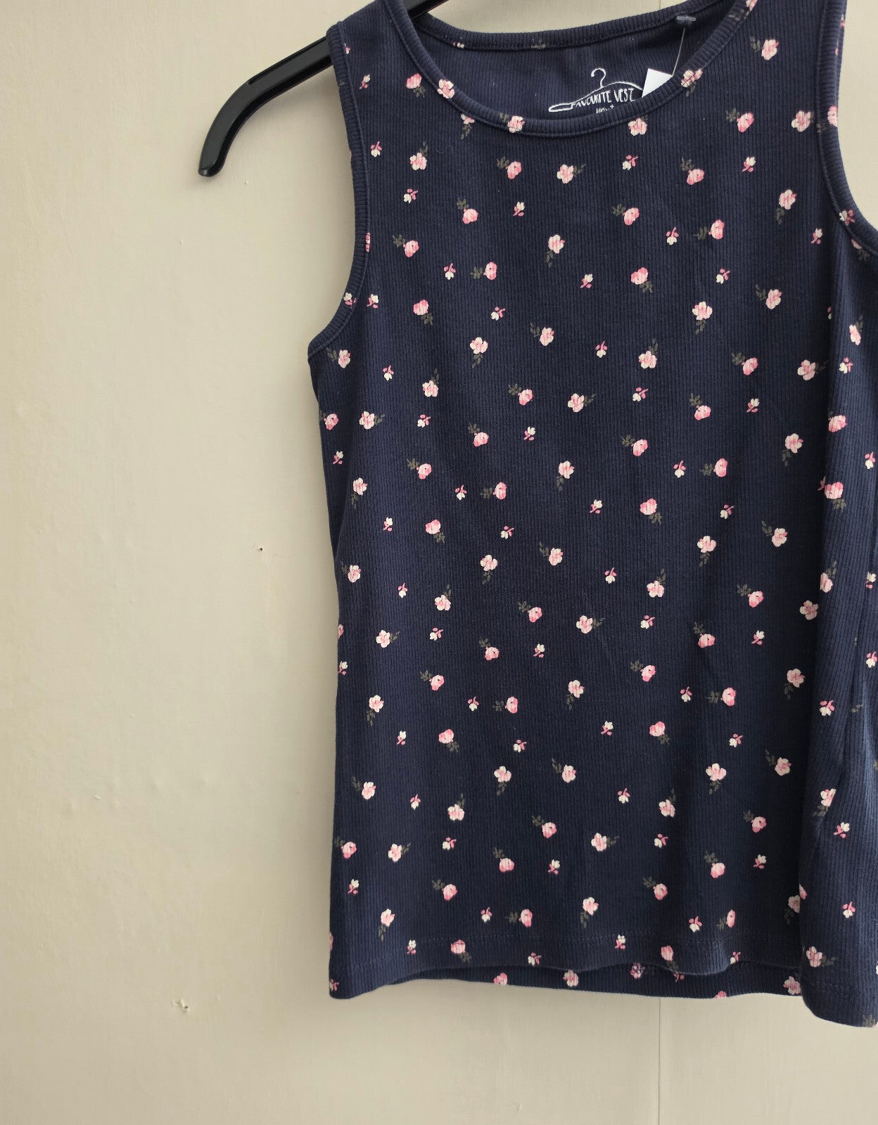 Next Girls Navy & Pink Floral Vest Top Size Age 9 Years