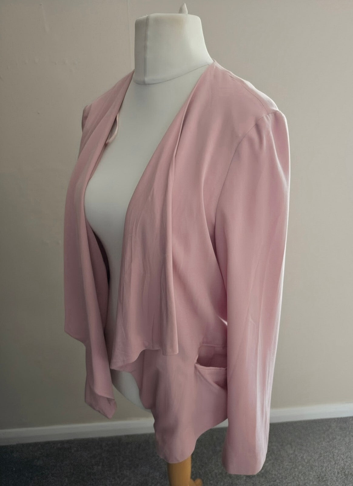 New Look Dusty Pink Draped Open Front Blazer - Size 14