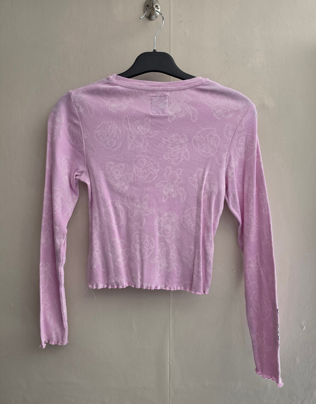 Primark Girls Disney Stitch Pink Ribbed Long Sleeve Top Age 12-13 Years