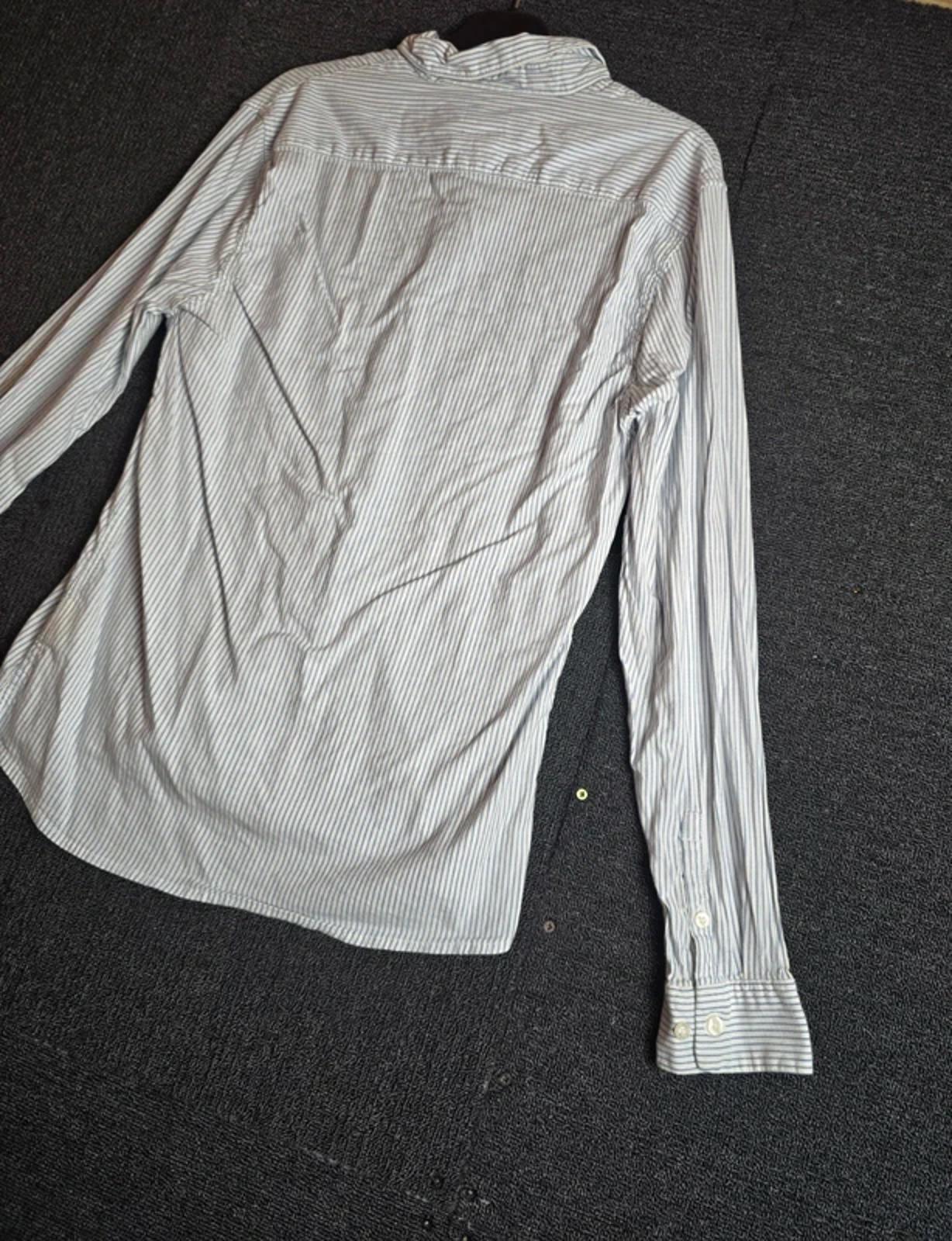 Lee Mens Slim Fit Blue & White Striped Shirt Medium Stretch Cotton Button Up