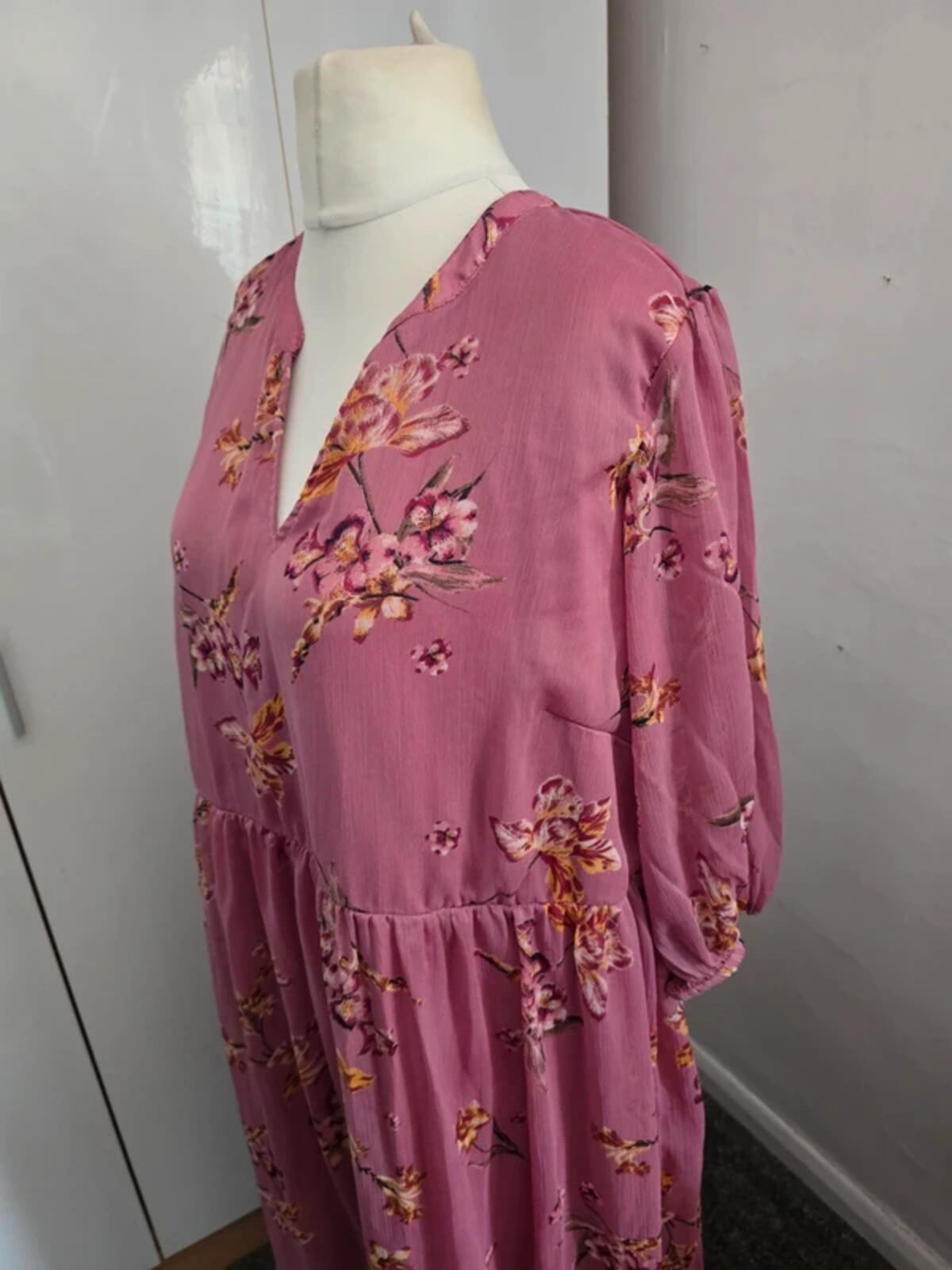 Bonmarché Pink Floral Midi Maxi Dress Size 18