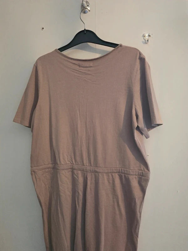 Brave Soul Dark Beige Short Sleeved Flared Utility Jumpsuit M Size 12 NWT