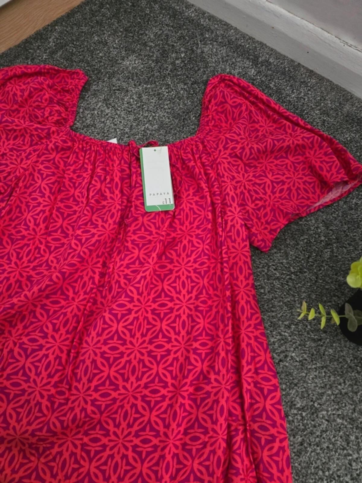 Matalan Red & Purple Patterned Off-The-Shoulder Top Size 16