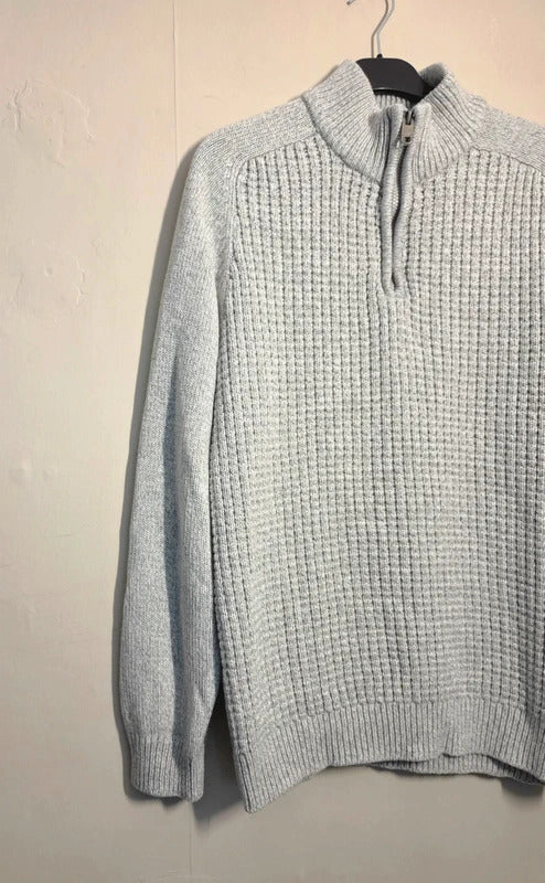 Tu Light Grey Quarter Zip Knitted Jumper Size M
