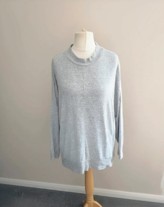 Next Soft Grey Marl Relaxed Fit Long-Sleeved Jumper  M  Size 12-14