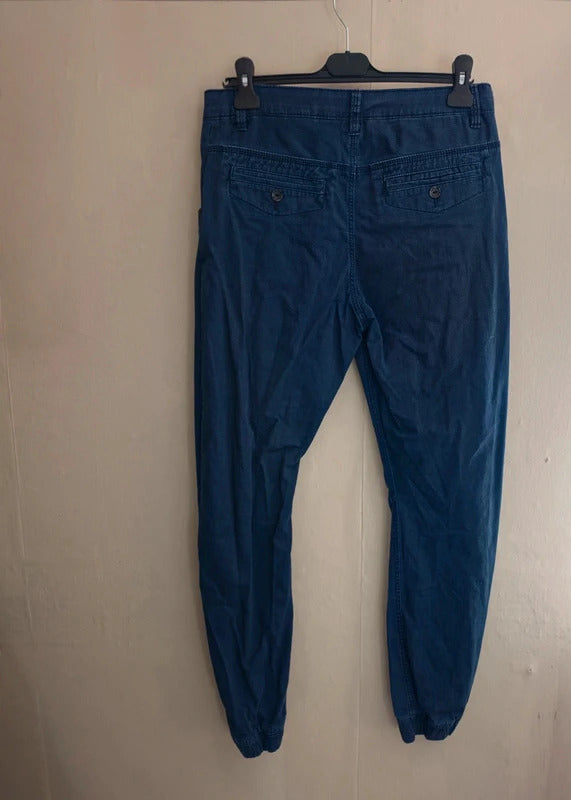 H&M Boys Blue Checked Cuffed Trousers – Age 14 Years