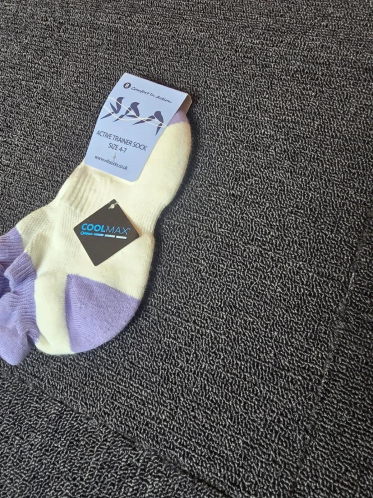 WB Socks active trainer socks white & lilac size 4-7 Nwt