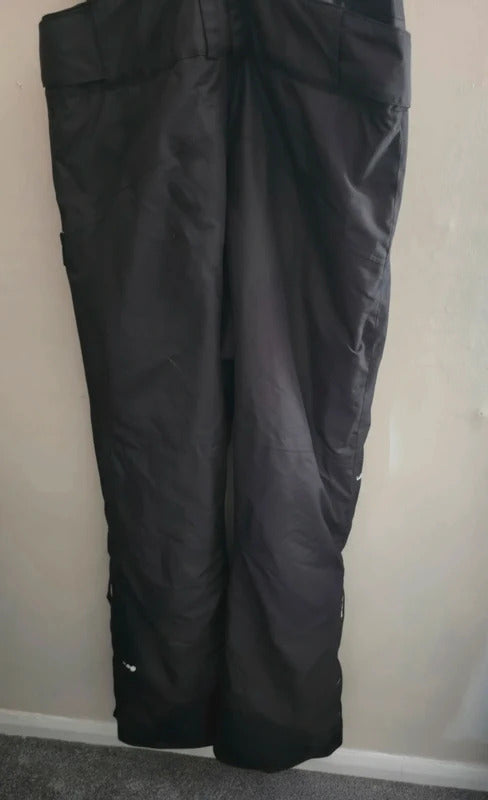 Decathlon Men's Black & White Lined Ski Trousers with Removable Braces Size M