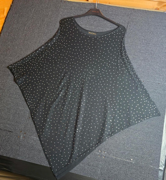 Frank Usher Poncho Black Size 16–20 Diamanté Detail / Layering