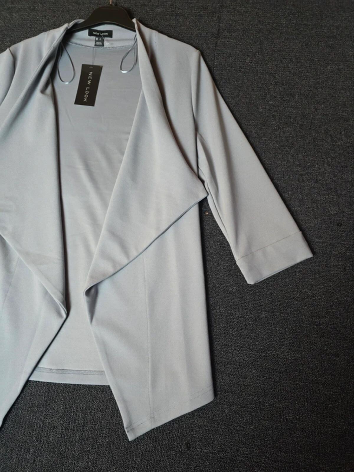 New Look pale blue blazer waterfall open front size 8 NWT