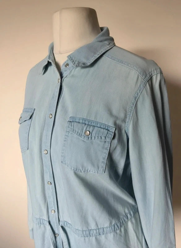 Indigo Marks & Spencer Light Blue Denim Shirt Dress – Size 12