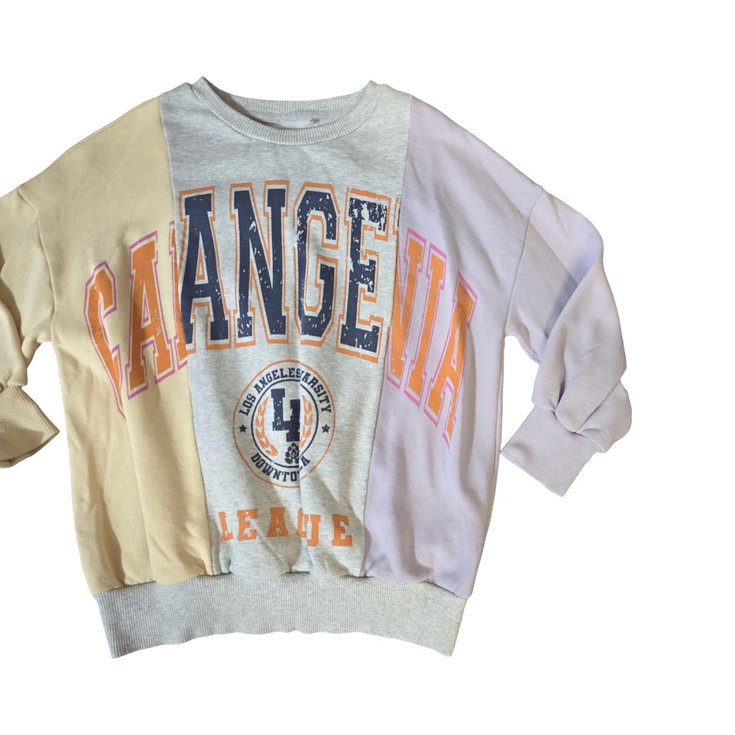 Next Girls Colourblock Oversized Jumper – Yellow/Lilac/Grey – Age 8