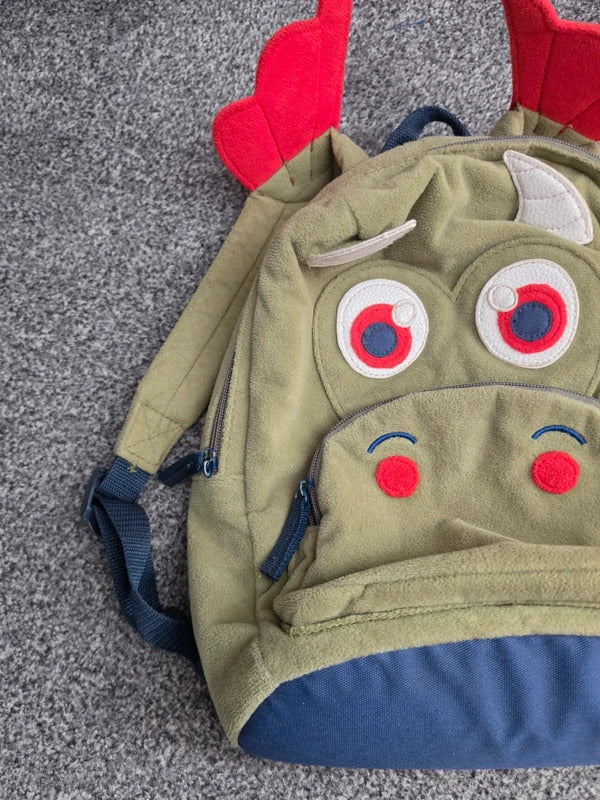 George Green Fleeced Dragon Kids Character Backpack Zip Pocket