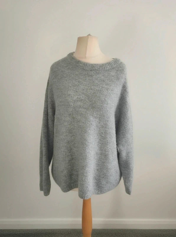 F&F Grey Oversized Soft Knit Long Sleeve Jumper – XL (Size 20–22)