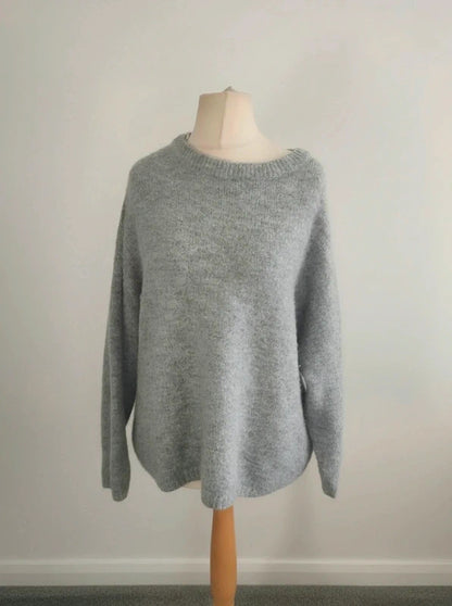 F&F Grey Oversized Soft Knit Long Sleeve Jumper – XL (Size 20–22)