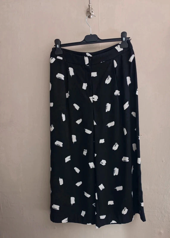 Edit Mark Hayes Black & White Patterned High Waist Cropped Flared Trousers  10
