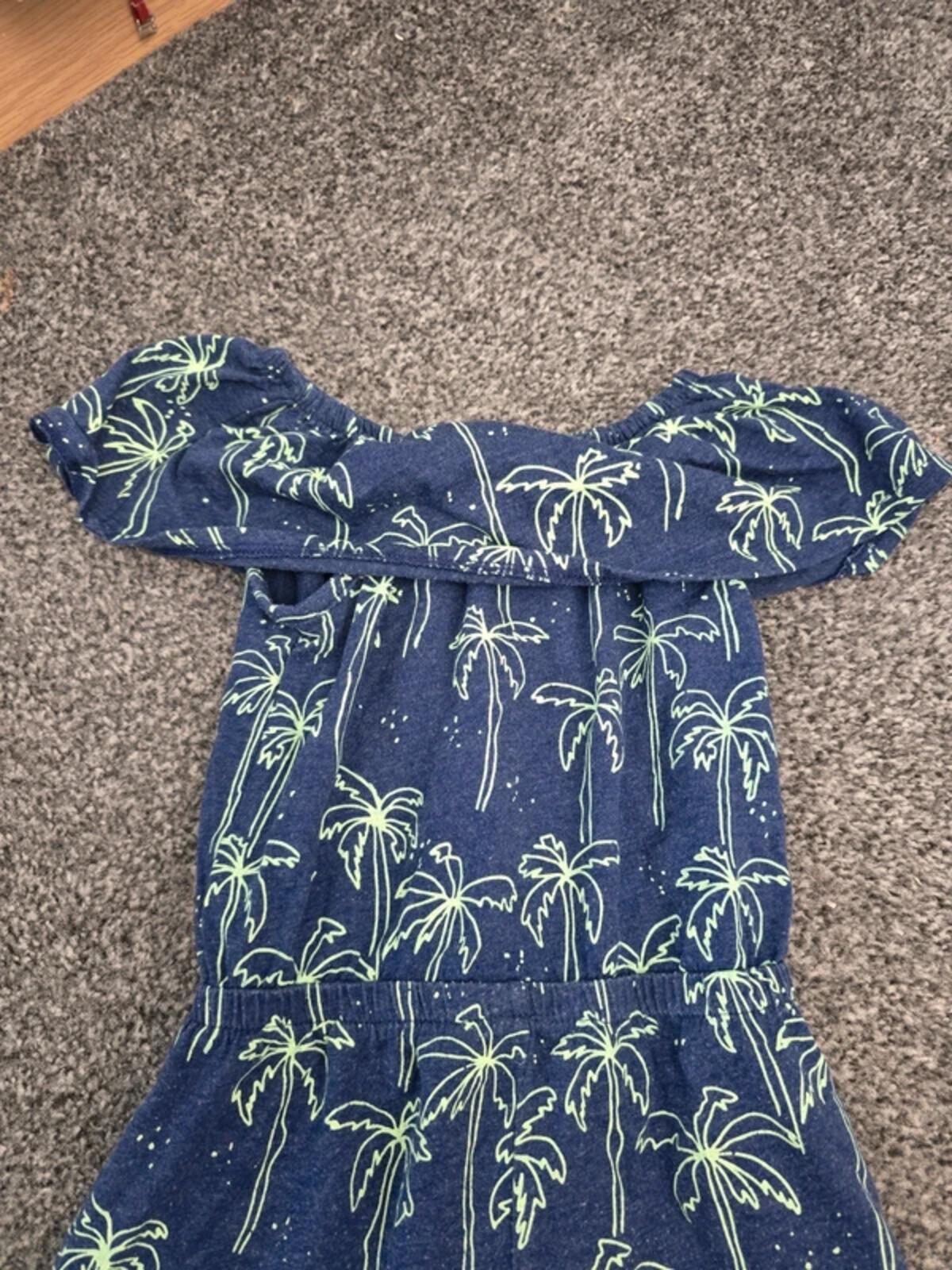 M&Co Girls Navy & Green Palm Tree Print Playsuit Age 3-4 Years