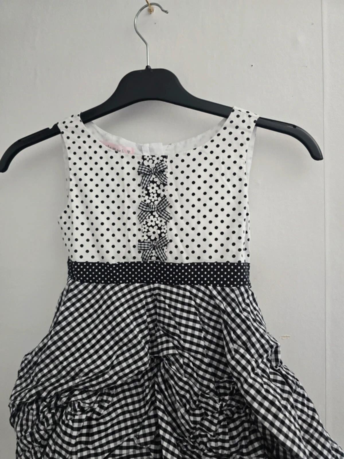 Kate Mack Girls Monochrome Mixed Print Layered Flared Summer Dress Age 5 Years