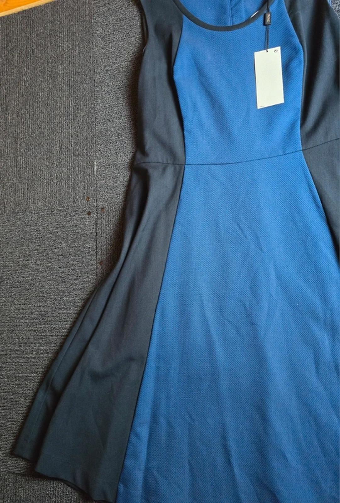Next Dress Blue & Black Size 14 Reg Sleeveless Midi New Work