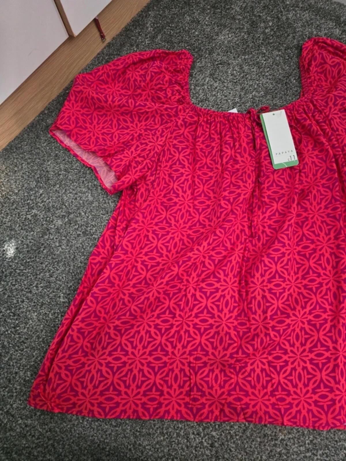 Matalan Red & Purple Patterned Off-The-Shoulder Top Size 16