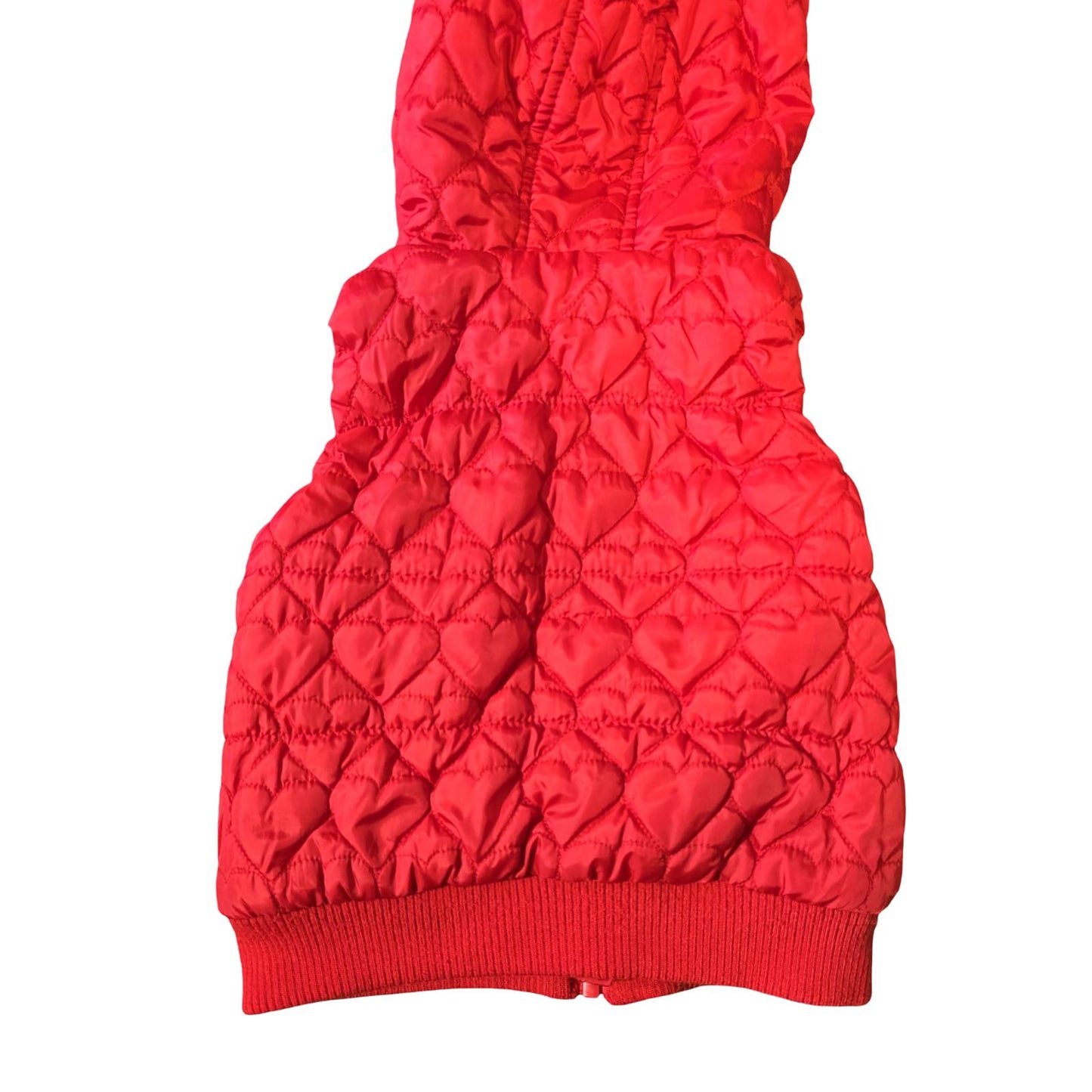 F&F Red Quilted Hooded Gilet – Faux Fur Trim – Age 2–3 – Fleece Lined Girls