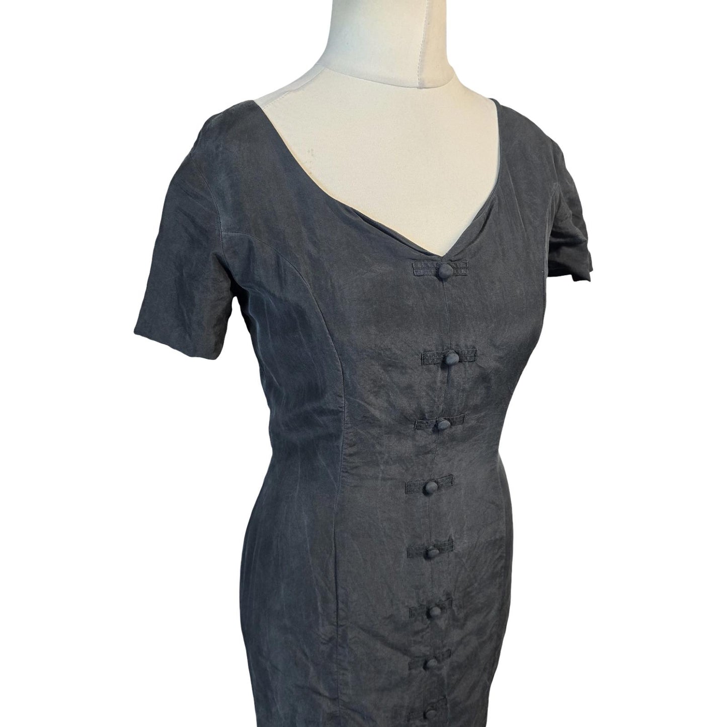 Monsoon Dress Black Vintage 100% Silk 1990s Weekend Causal