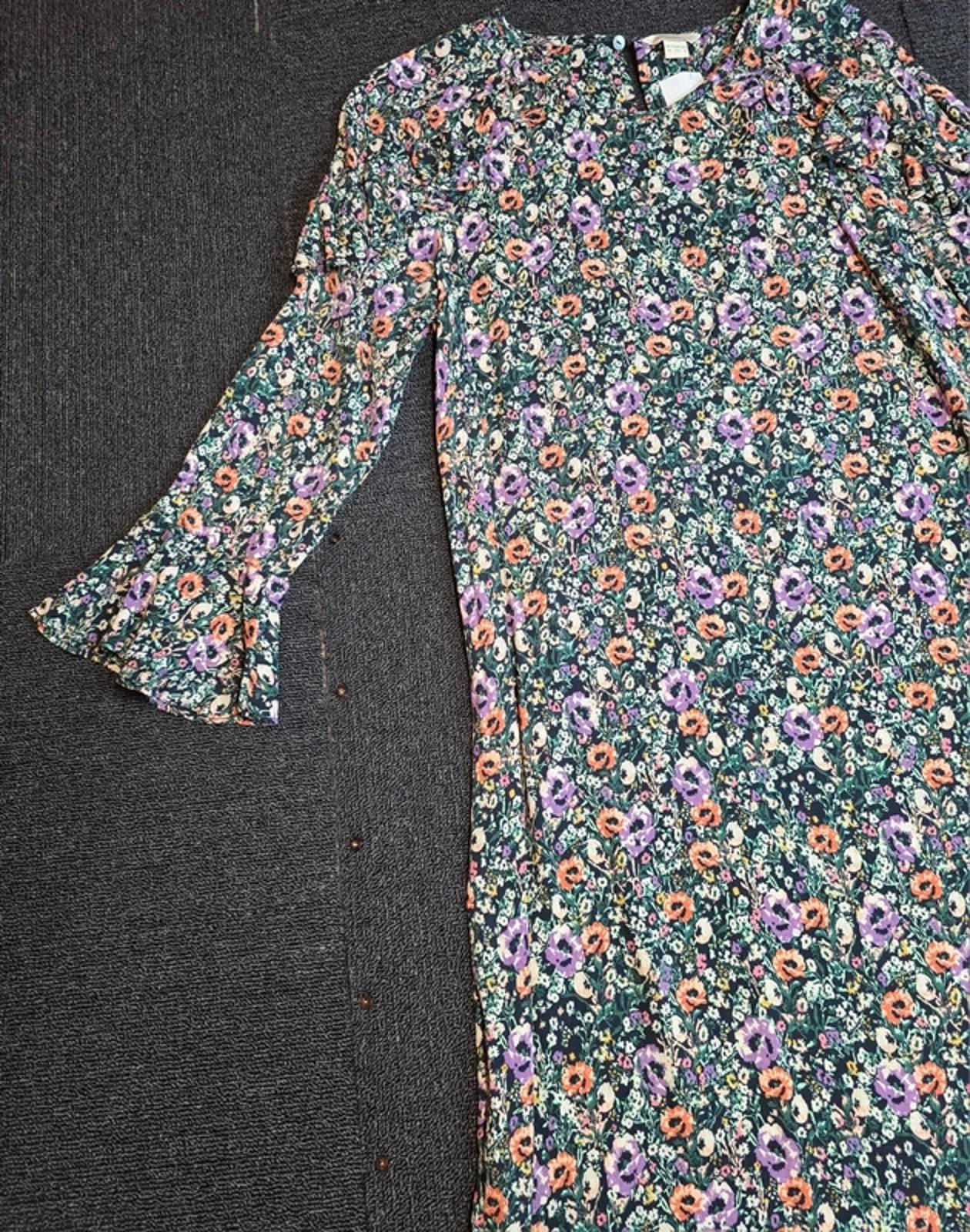 Monsoon Floral Dress Multicolour Size 12 Frill Detail Knee Length